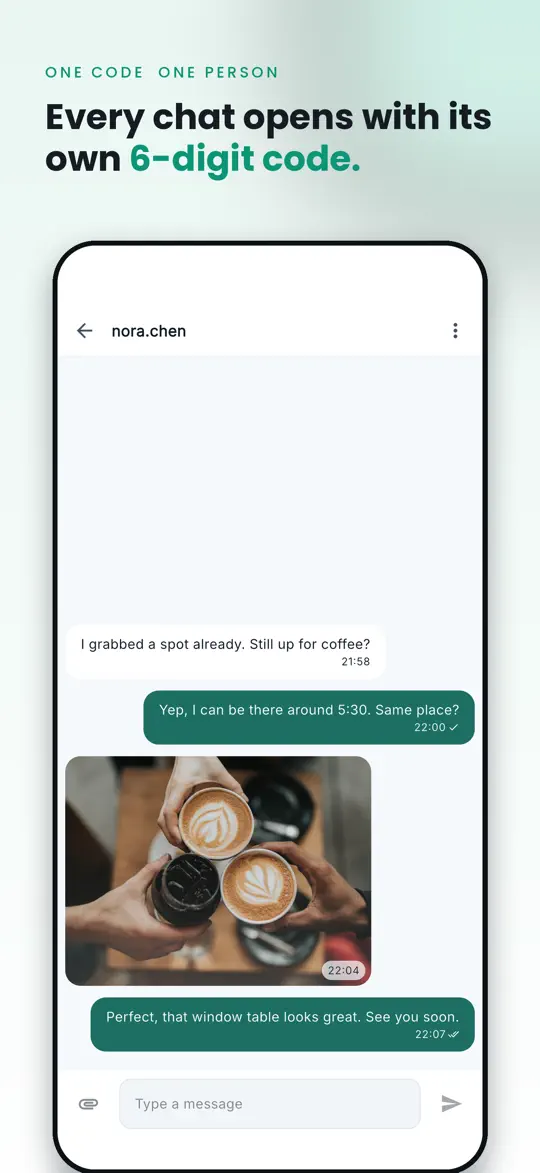Entering a 6-digit code on the Hush keypad opens one hidden chat